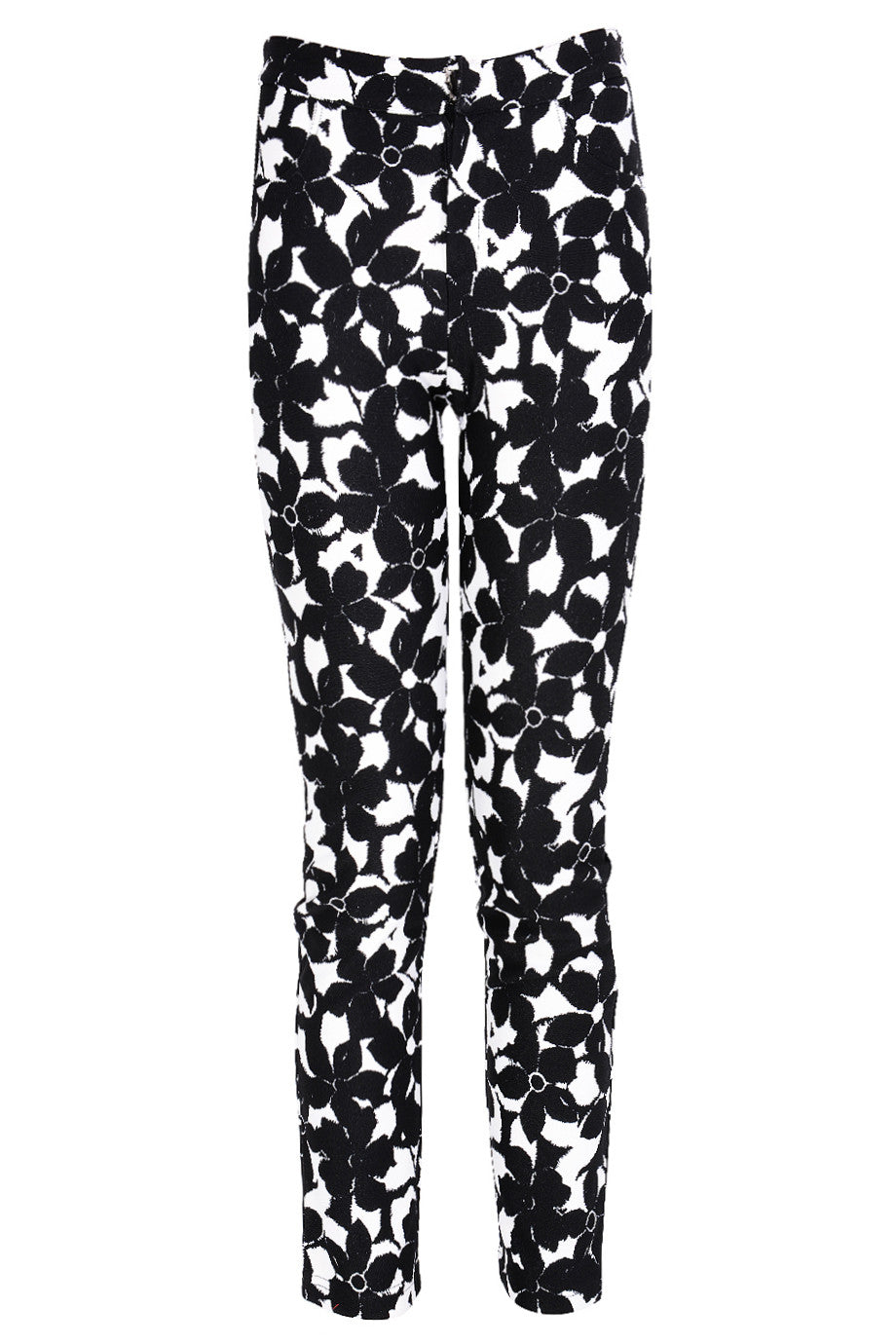 Ασπρόμαυρο Φλοράλ Παντελόνι | Γυναικεία Παντελόνια