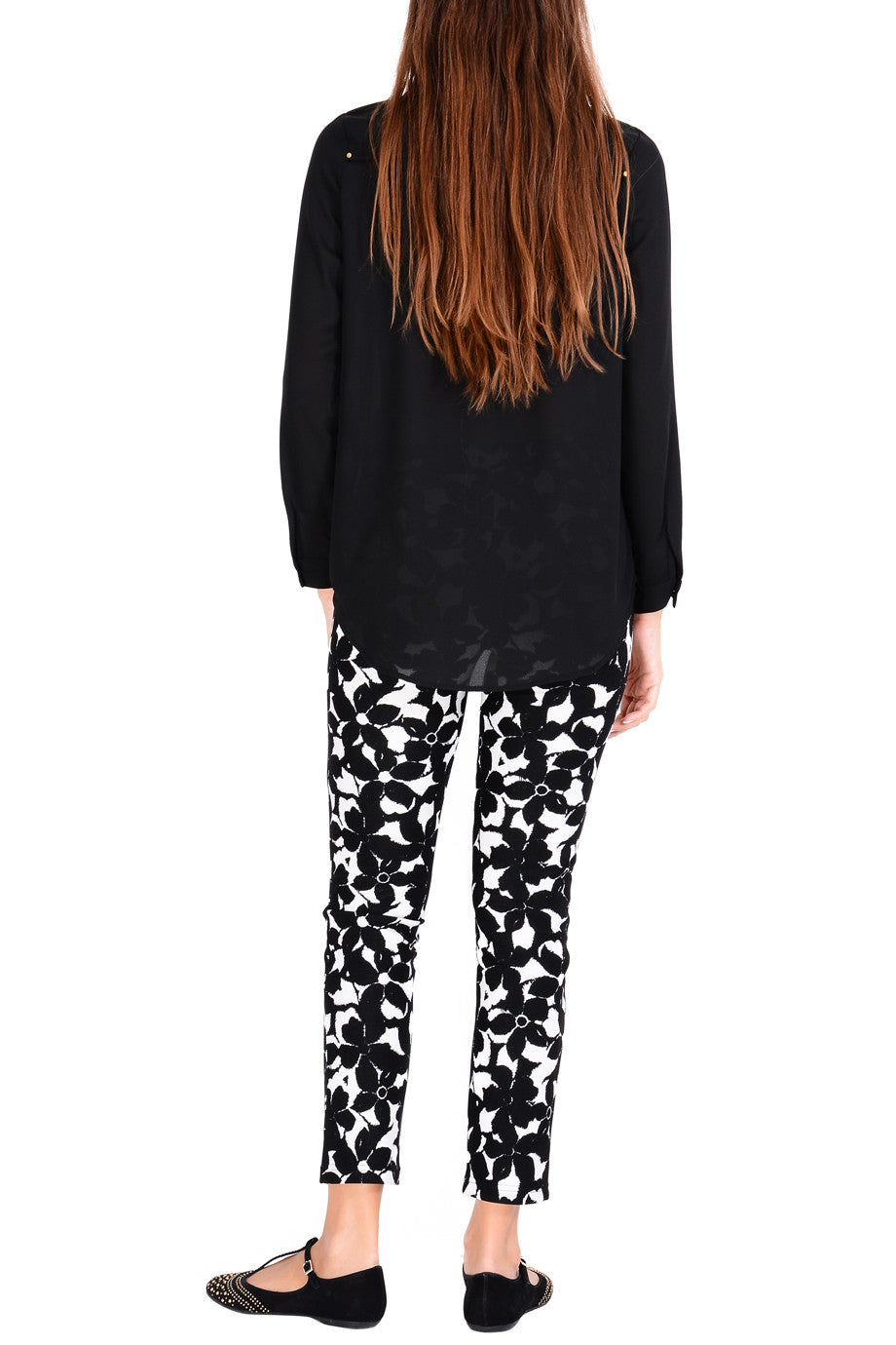 Ασπρόμαυρο Φλοράλ Παντελόνι | Γυναικεία Παντελόνια