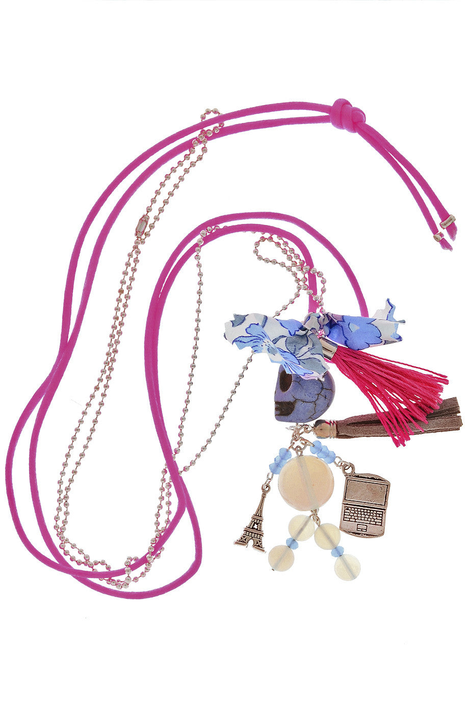 Ροζ Κολιέ με Νεκροκεφαλή - Mare Moi | Κοσμήματα