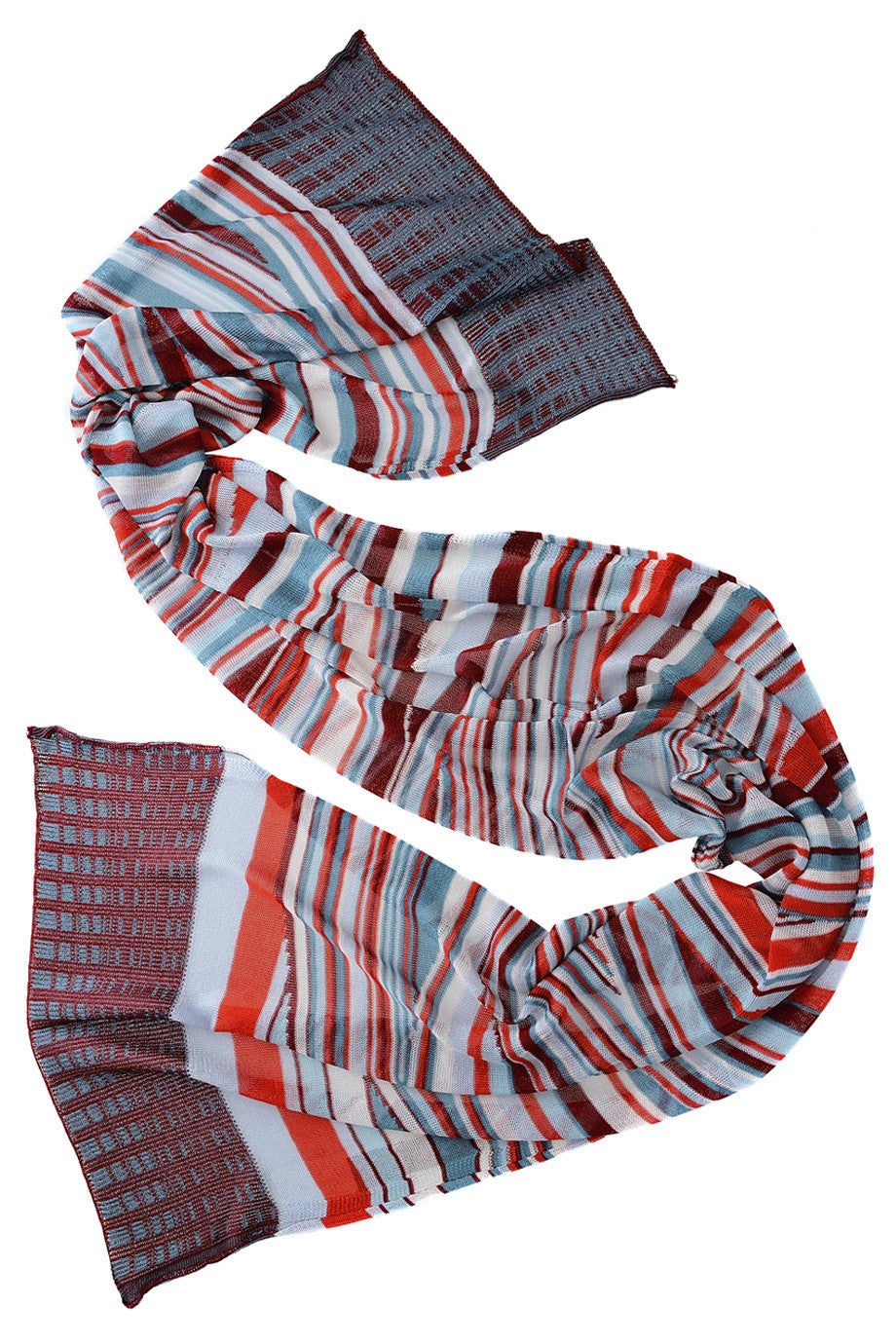 EDITH Rot-blau gestreifter Schal