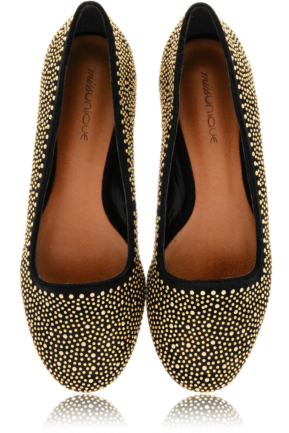 Μαύρες Μπαλαρίνες με Χρυσά Τρουκς - Miss Unique | Γυναικεία Παπούτσια