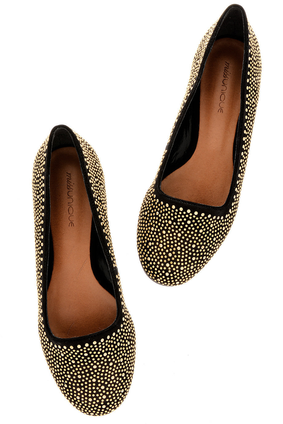 Μαύρες Μπαλαρίνες με Χρυσά Τρουκς - Miss Unique | Γυναικεία Παπούτσια