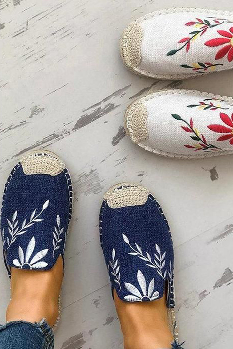 Carlotta Μπλε Εσπαντρίγιες με Κέντημα | Γυναικεία Παπούτσια - Εσπαντρίγιες