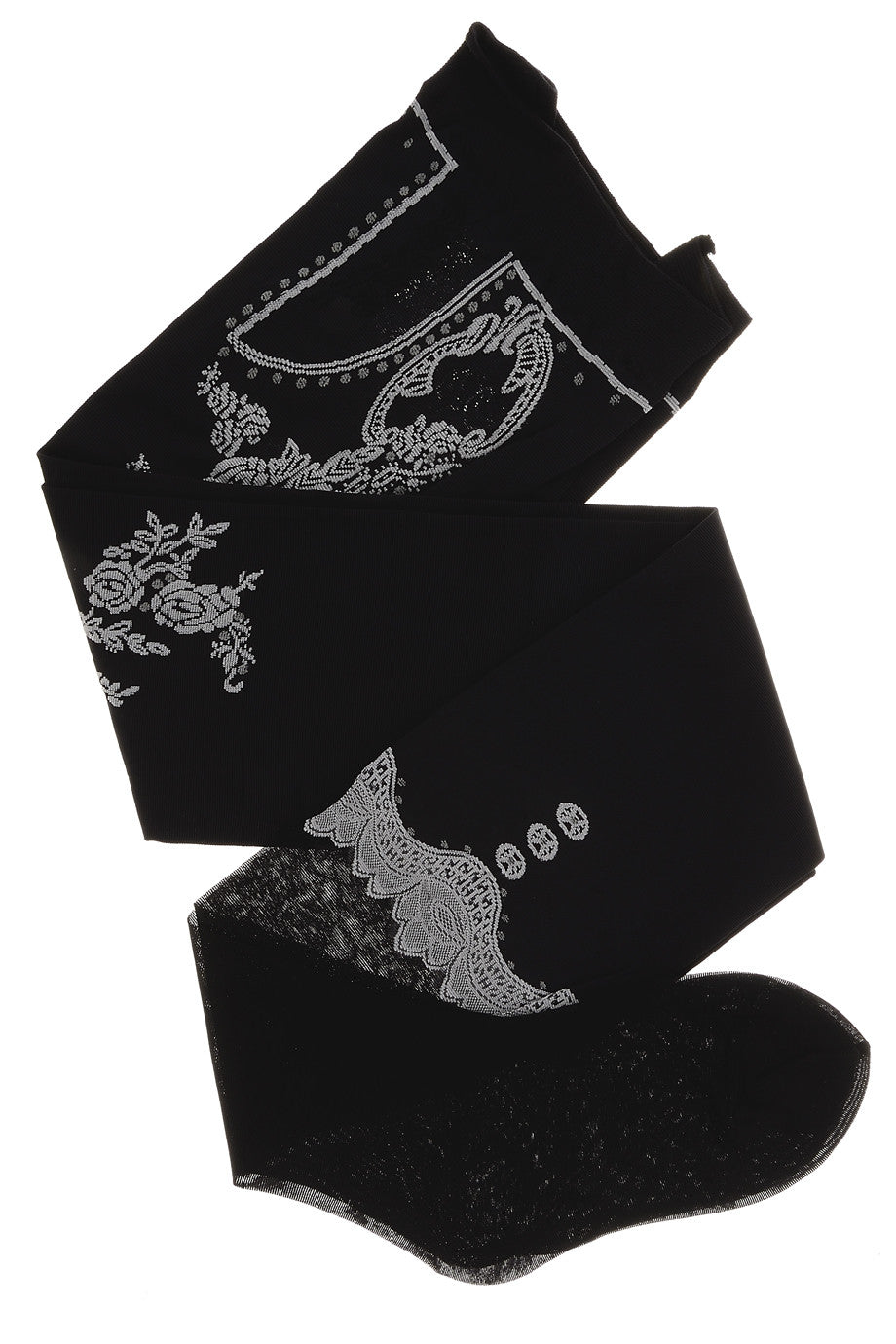 TRASPARENZE ITALY Μαύρο Καλσόν με Φλοράλ Σχέδιο