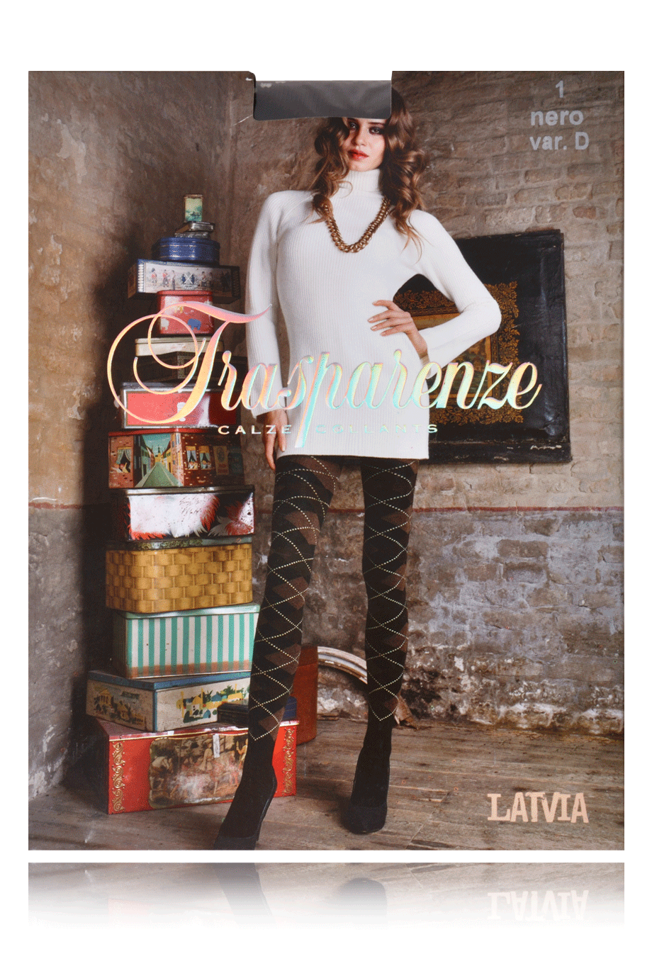 TRASPARENZE LATVIA Μαύρο Καλσόν με Ρόμβους