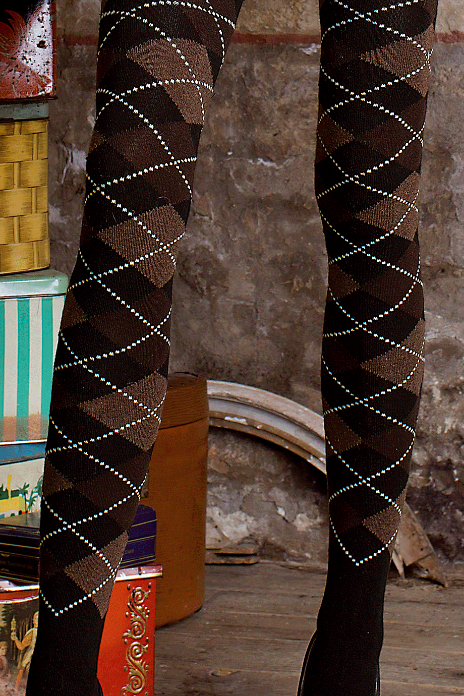 TRASPARENZE LATVIA Μαύρο Καλσόν με Ρόμβους