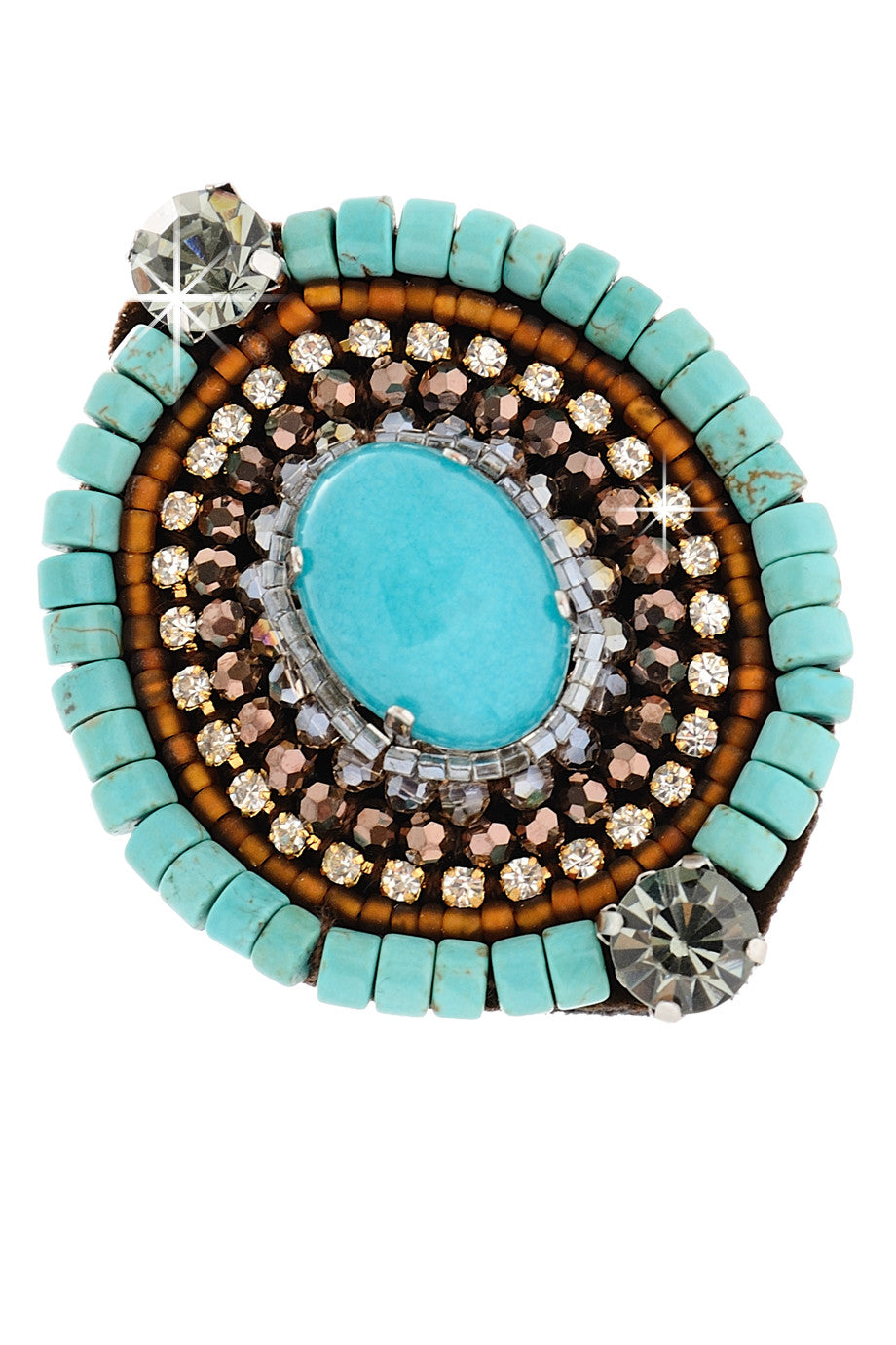 Τιρκουάζ Δαχτυλίδι με Κρύσταλλα - Vanity Her | Κοσμήματα