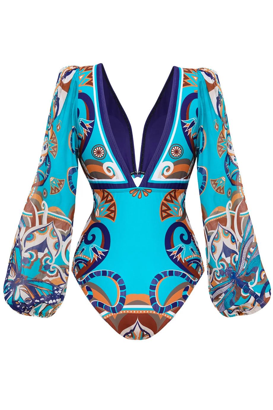 Irasmia Τιρκουάζ Ολόσωμο Μαγιό και Παντελόνα Παρεό Σετ | Μαγιό - Ολόσωμα - Swimwear One Piece | Irasmia Turquoise One-Piece Swimsuit with Pareo Trousers Set