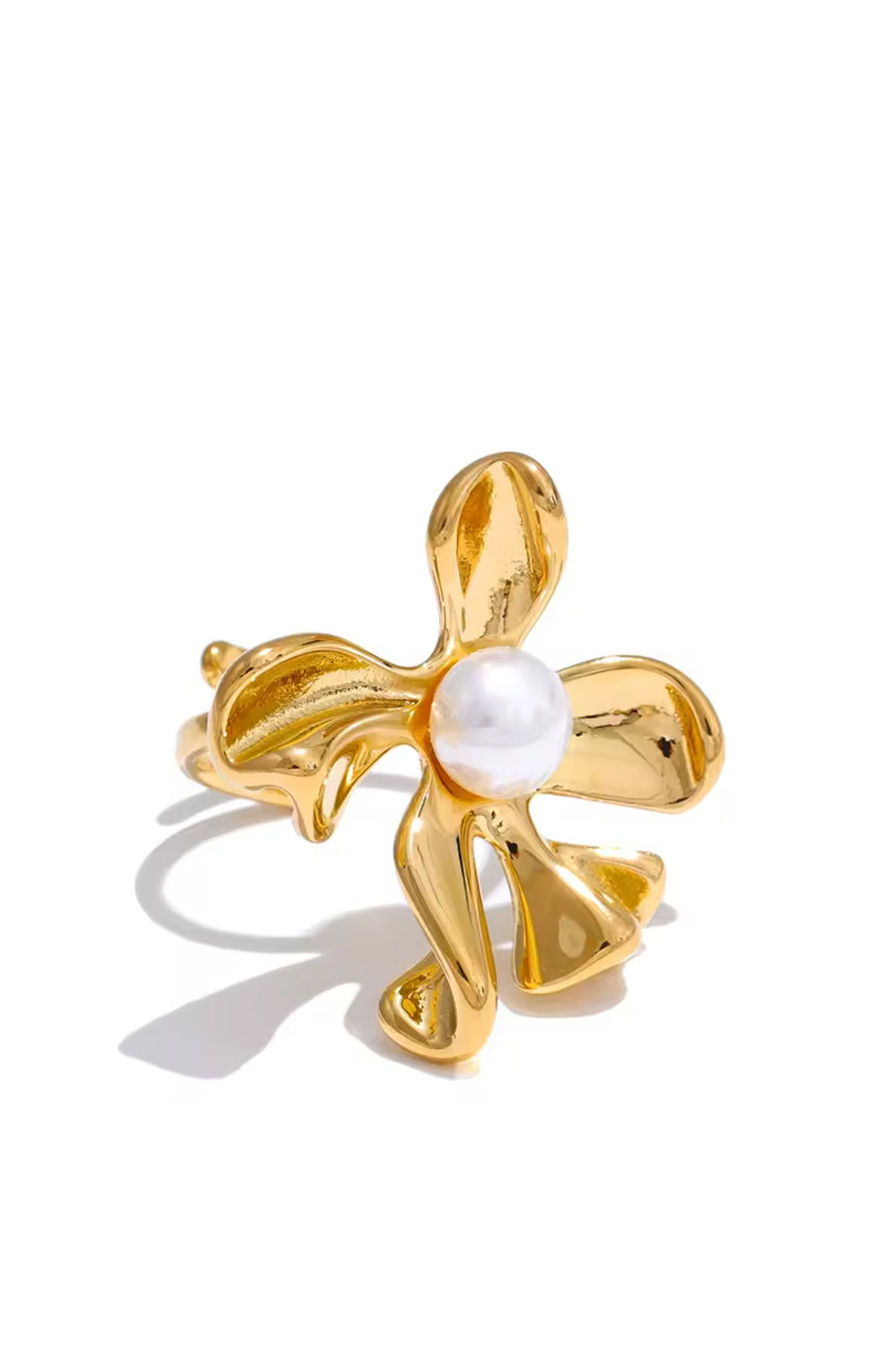 Fleurine Χρυσό Δαχτυλίδι Λουλούδι με Πέρλα | Κοσμήματα - Δαχτυλίδια - Rings |  Fleurine Gold Flower Pearl Ring 