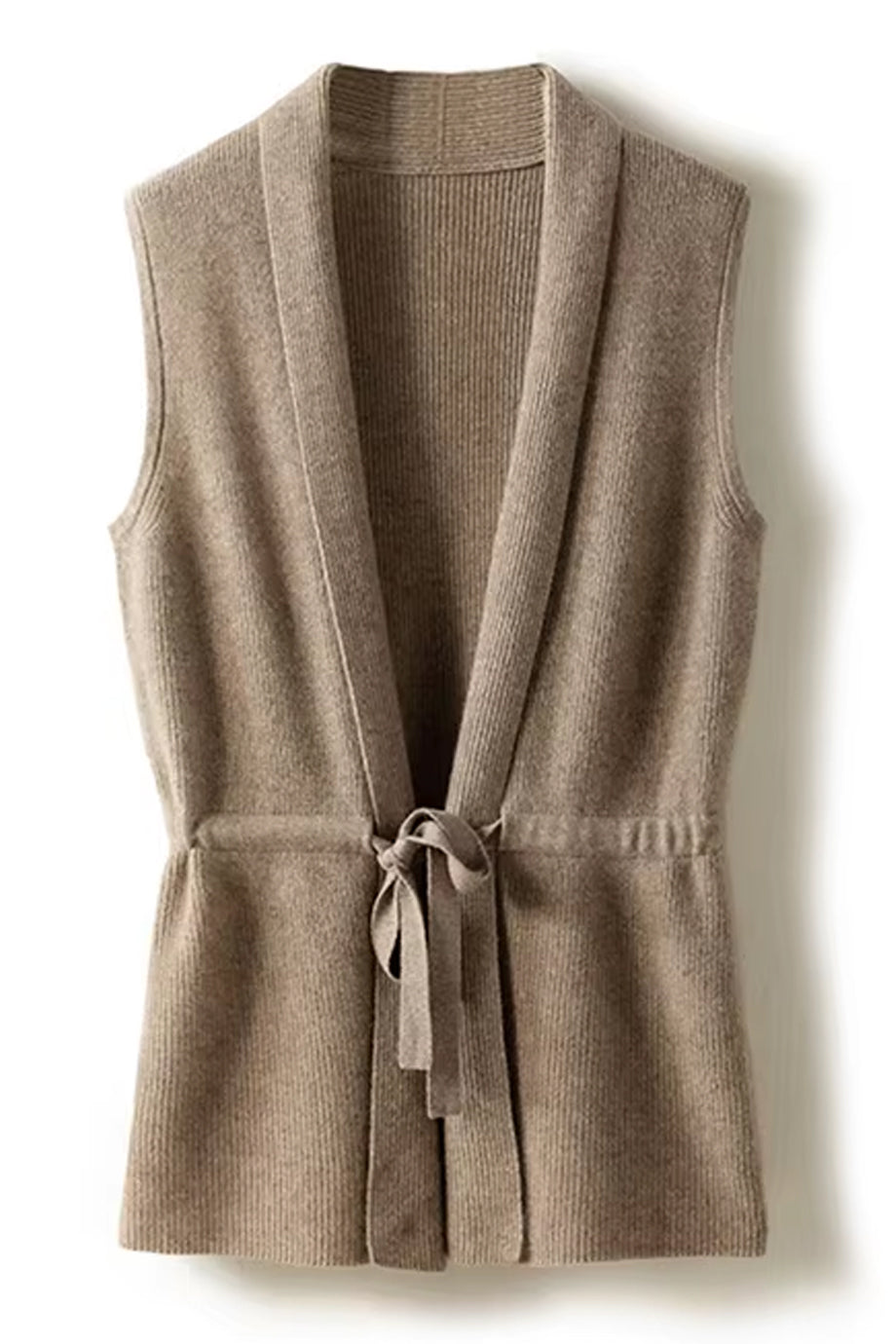 Elie Ecru Knitted Sleeveless Cardigan Vest