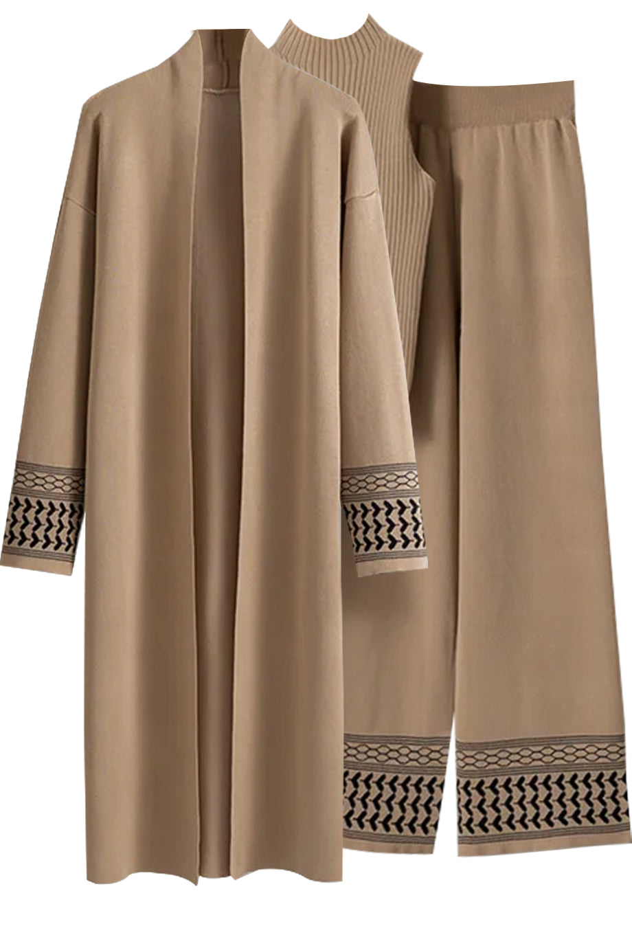 Valenne Πλεκτό Σετ με Τοπ, Παντελόνι και Ζακέτα | Γυναικεία Ρούχα - Πλεκτά Σετ Clothing Sets | Valenne Knit Set with Top, Cardigan and Pants