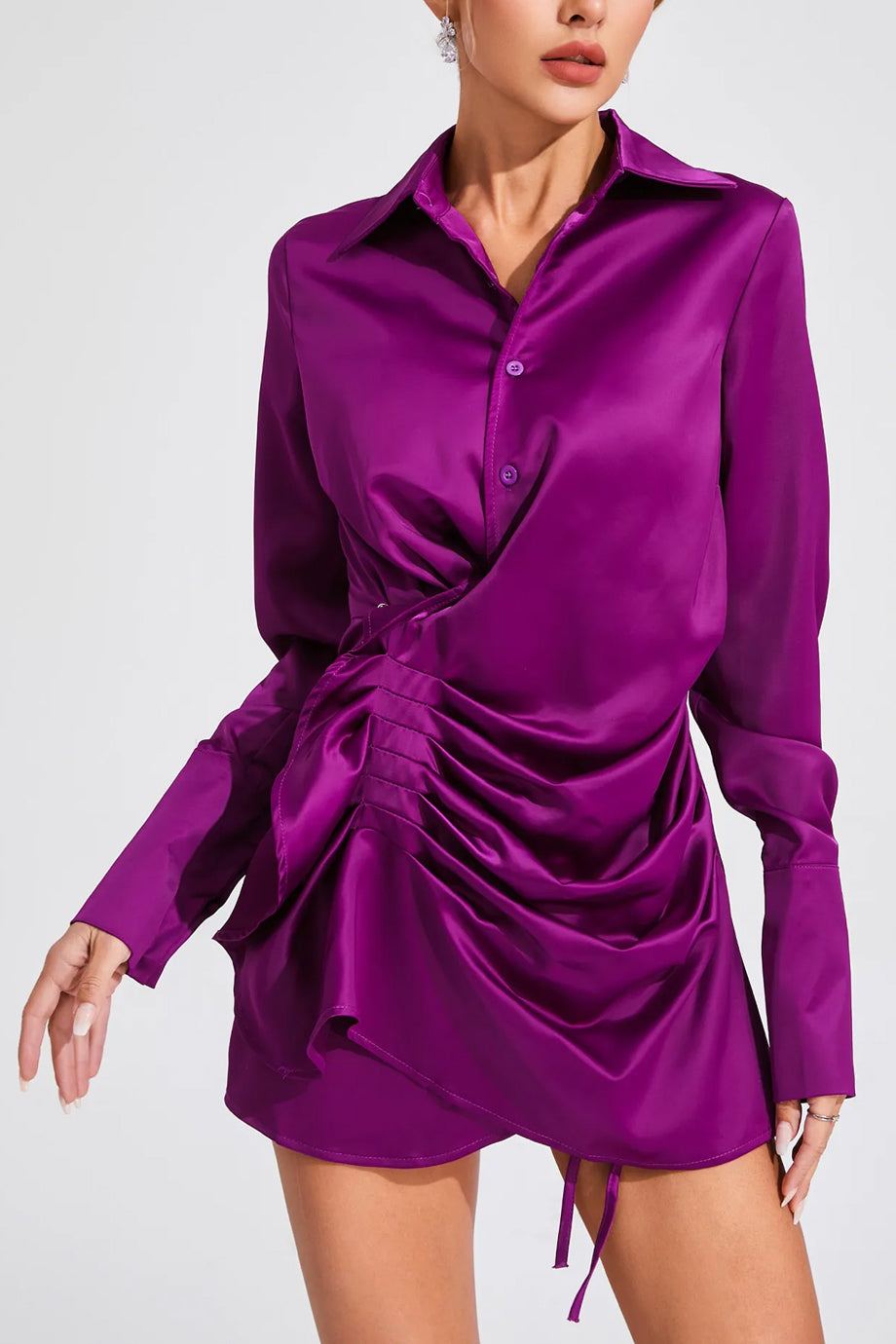 Mistia Μωβ Μίνι Φόρεμα Πουκαμίσα | Φορέματα - Dresses | Mistia Purple Mini Shirt Dress