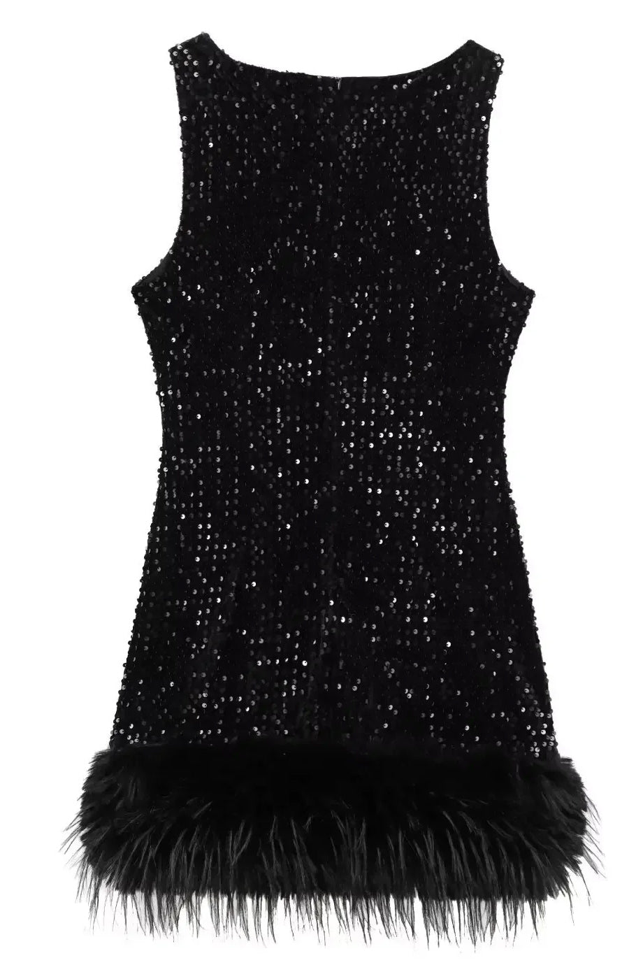 Noira Μίνι Φόρεμα με Φτερά και Παγιέτες | Βραδινά Φορέματα Evening Dresses | Noira Mini Metallic Dress with Feathers