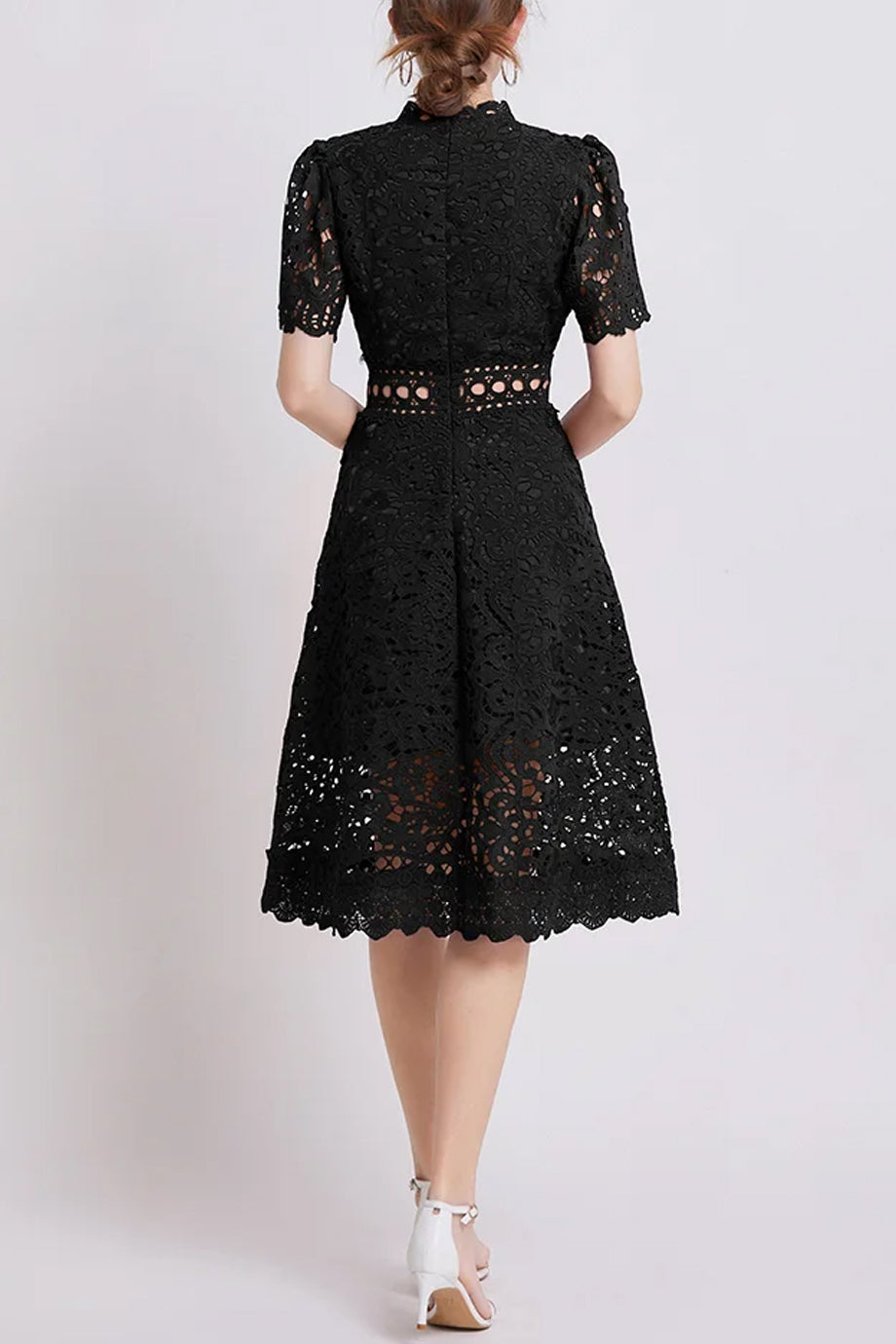Theline Μίντι Φόρεμα από Δαντέλα με Κοντά Μανίκια | Φορέματα - Βραδινά- Evening Dresses | Theline Midi Lace Dress