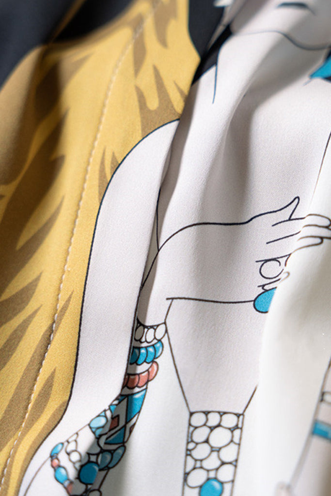 Myla Εμπριμέ Πουκάμισο | Γυναικεία Ρούχα - Τοπ - Πουκάμισα | Myla Multicolor Satin Shirt with Figures