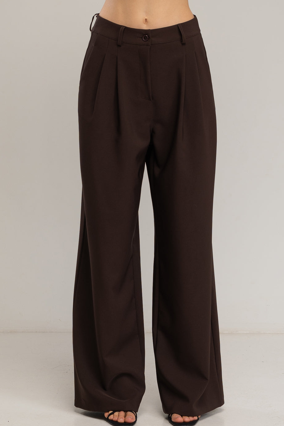 Elayne Φαρδύ Παντελόνι με Ίσια Γραμμή | Παντελόνια Trousers - Pants | Elayne Wide Pleated Trousers with Straight Cut