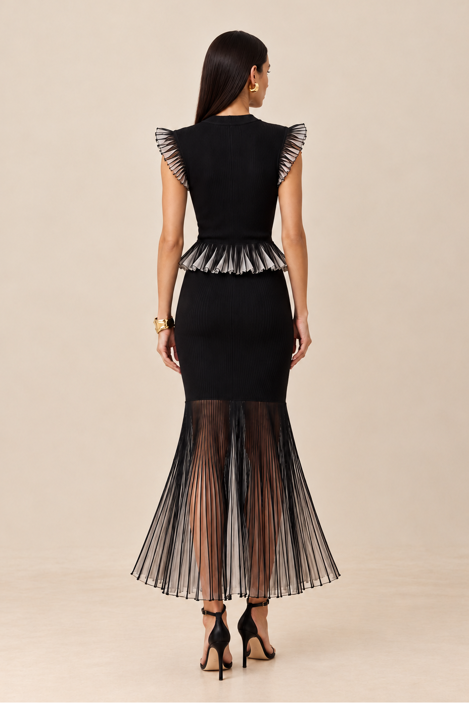 Onyx Cadence Σετ με Τοπ και Φούστα με Peplum Λεπτομέρειες | Πλεκτά Σετ - Knits Set | Onyx Cadence Top and Skirt Set with Peplum Details