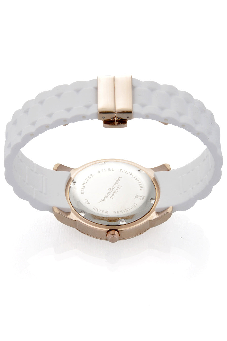 DATE Rose Gold White Crystal Watch